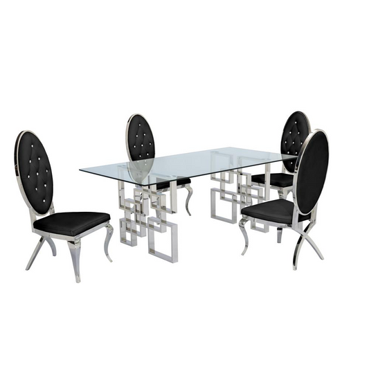 Stainless Steel and Glass 5 Piece Dining Set 677