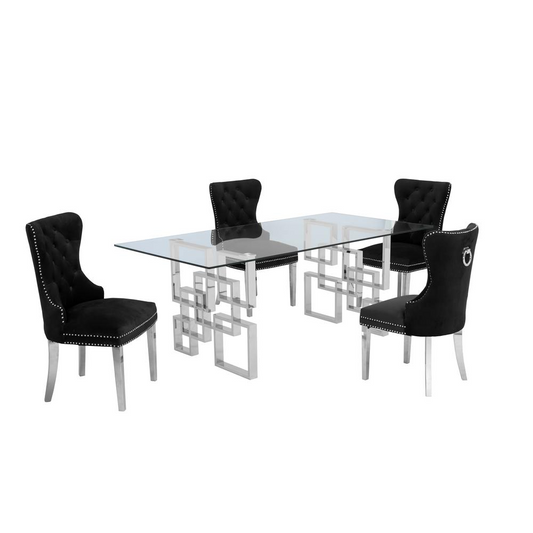 Stainless Steel 5 Piece Dining Set, Black Velvet 554