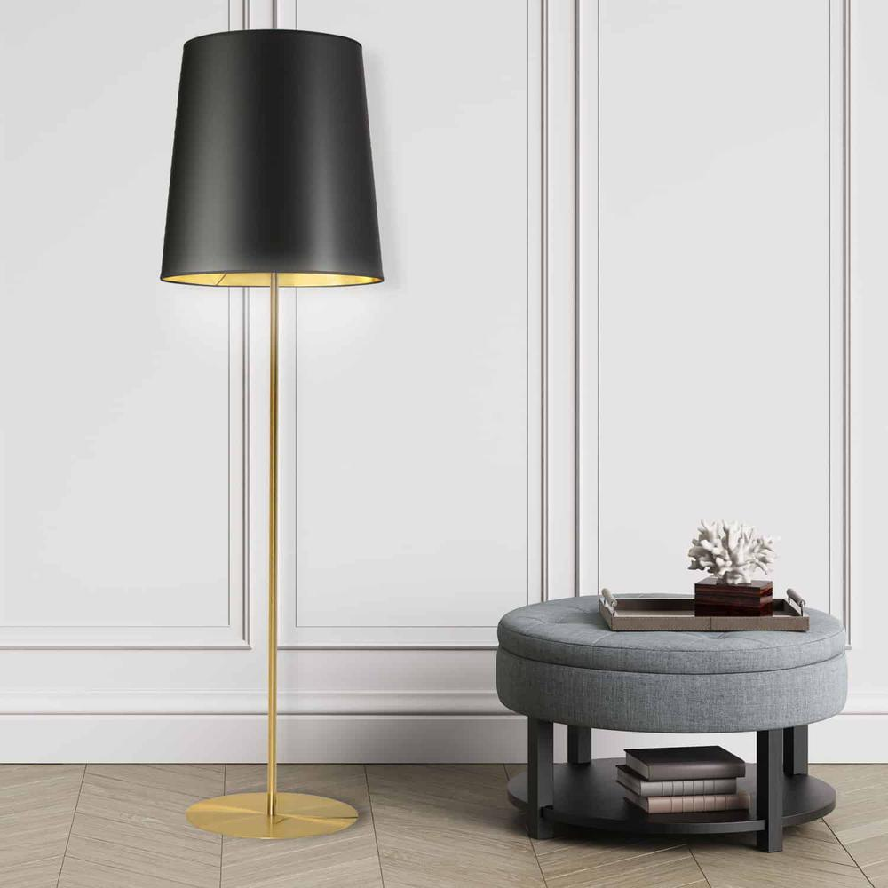 1LT Drum Floor Lamp, Jtone BLK/GLD Shade, AGB