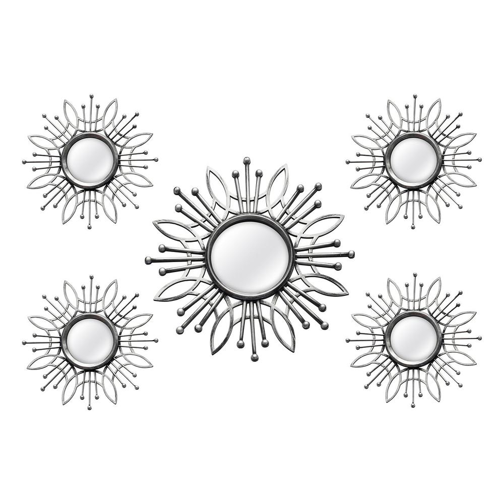 Stratton Home Decor 5 Piece Silver Burst Wall Mirror