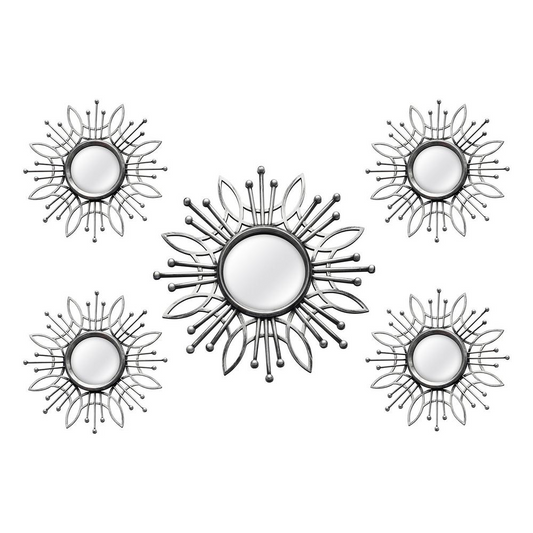 Stratton Home Decor 5 Piece Silver Burst Wall Mirror