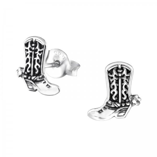 Silver Boots Stud Earrings