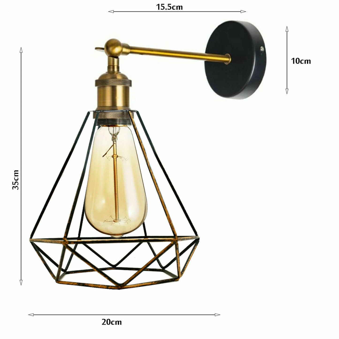 Industrial Wall Sconce Geometric Cage Light Home Living Room Bedside Wall Lamp~1172