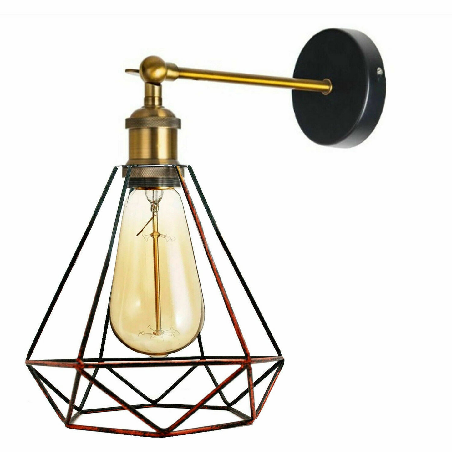 Industrial Wall Sconce Geometric Cage Light Home Living Room Bedside Wall Lamp~1172