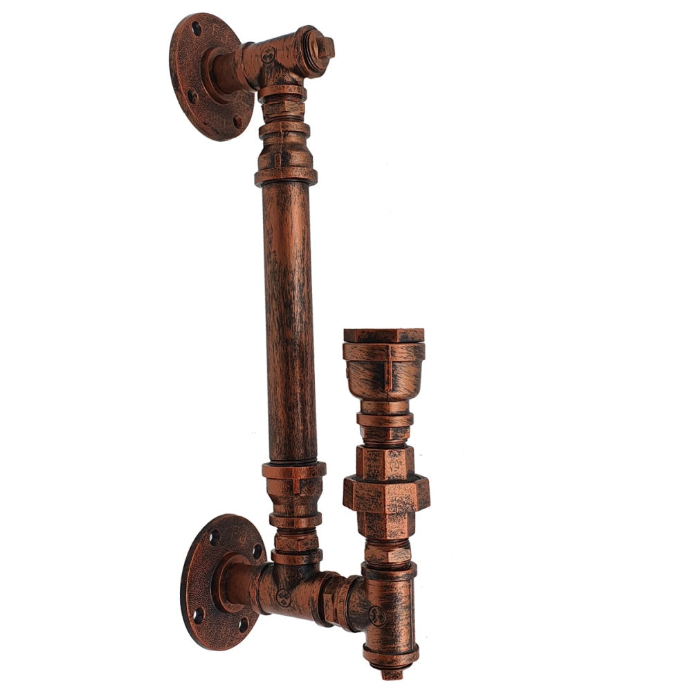 Steampunk Wall Sconce pipe Light in Rustic Red~1339