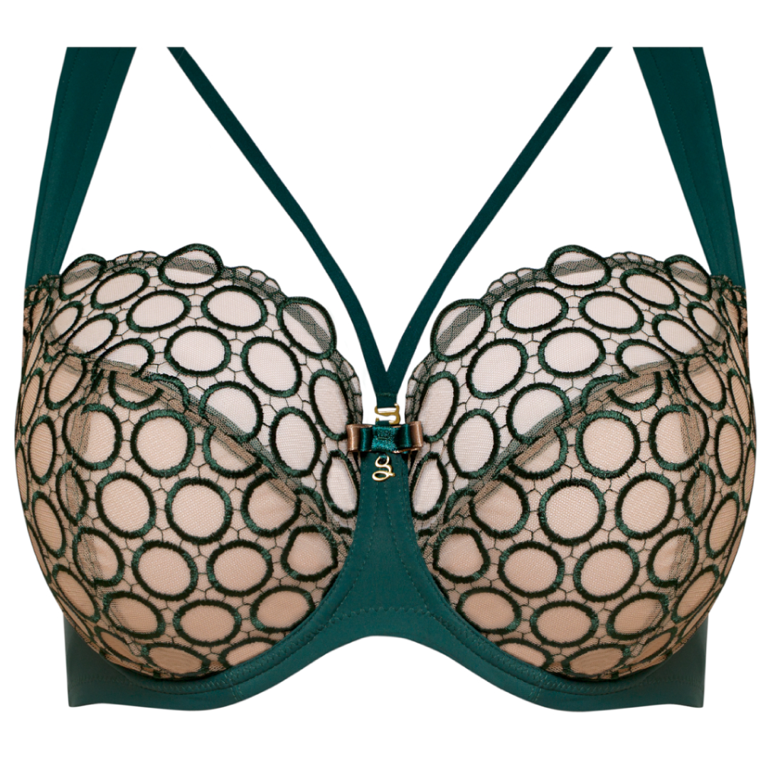 Sheer Mesh Tulle Tulip Seam Balconette Bra Boobie Emerald