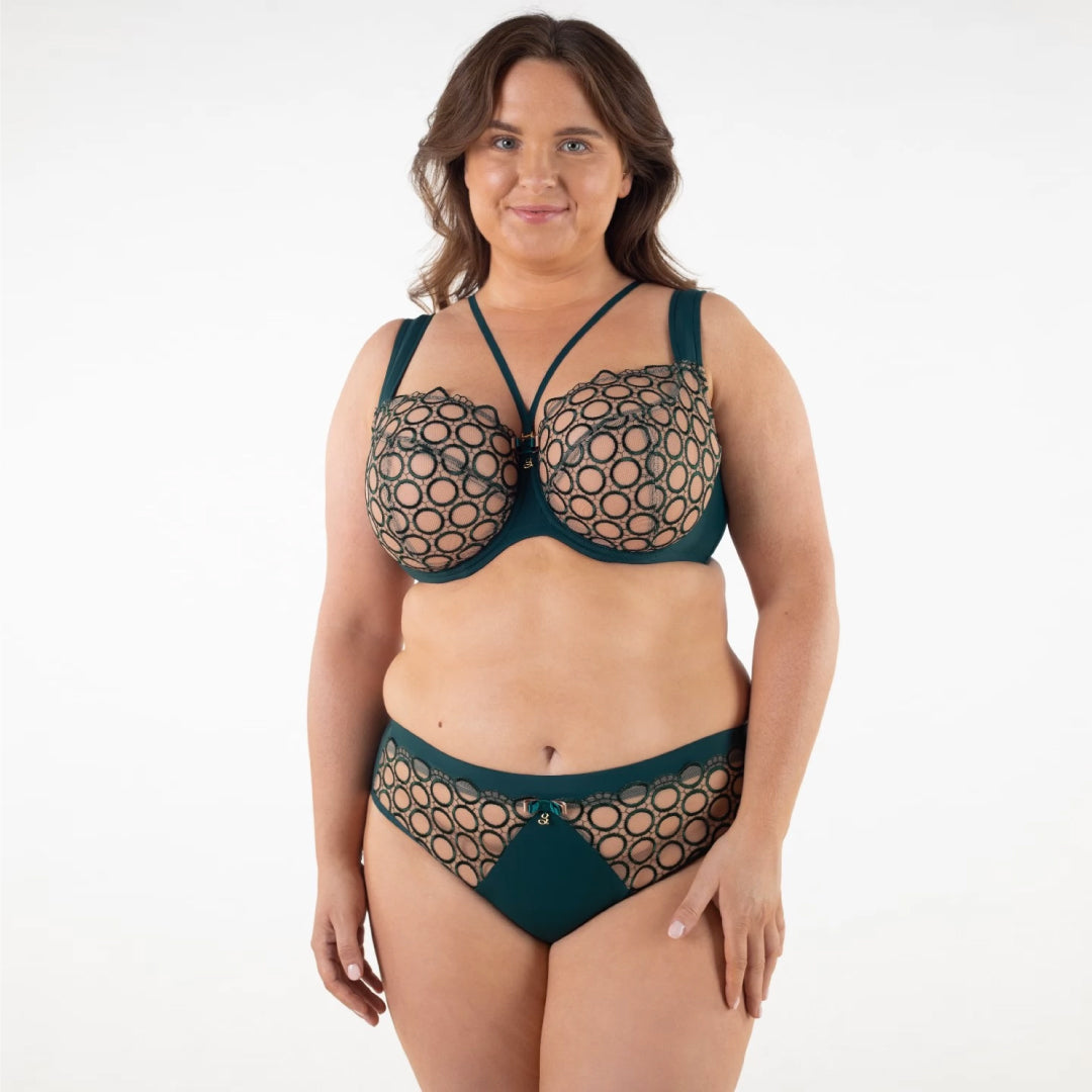 Sheer Mesh Tulle Tulip Seam Balconette Bra Boobie Emerald