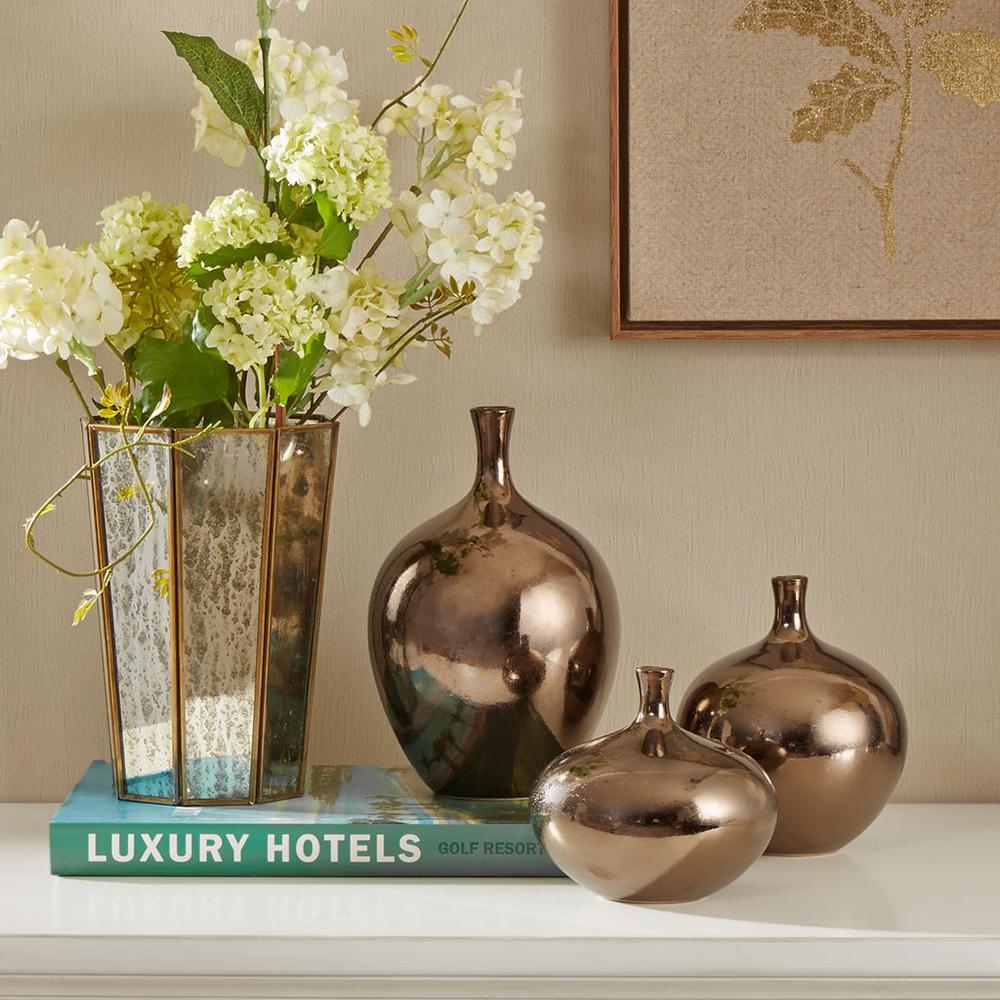 Metallic Bronze 3pc Vase set