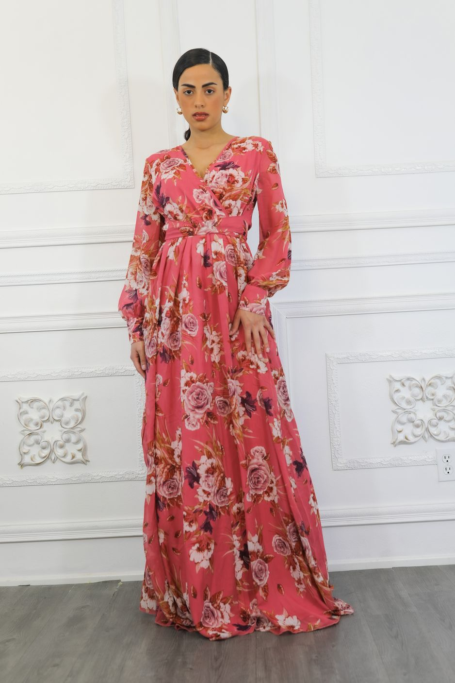 Malaysia Floral Maxi Dress Pink Mauve