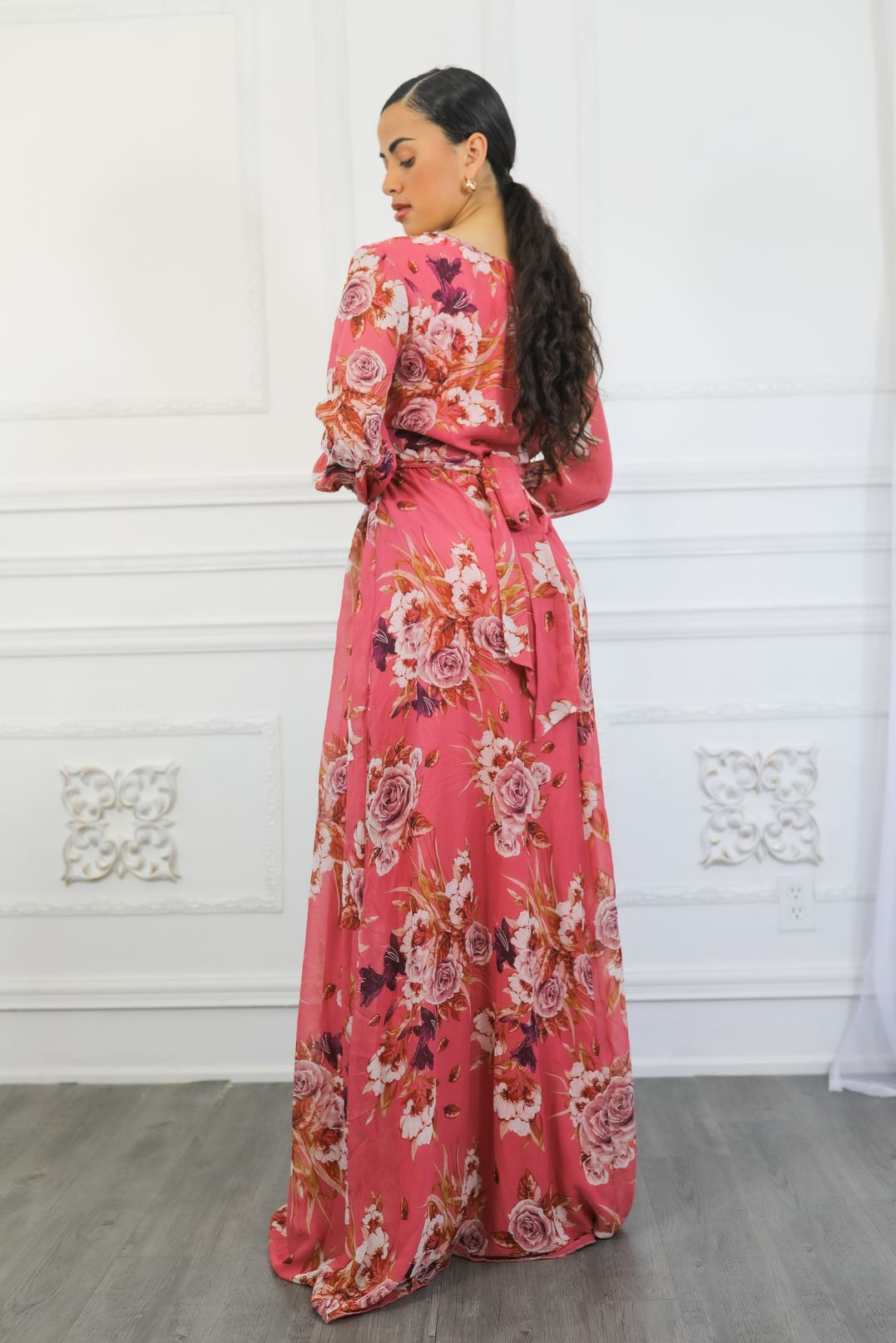 Malaysia Floral Maxi Dress Pink Mauve