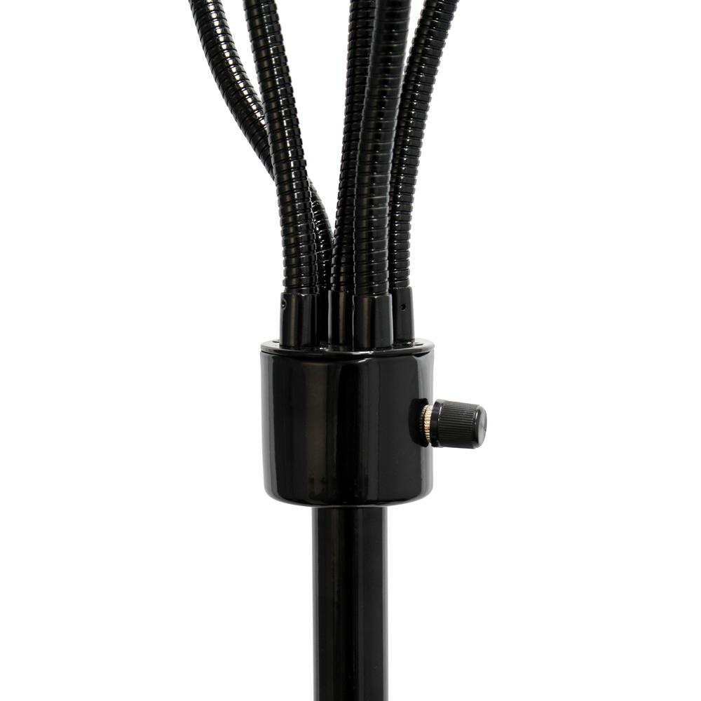 67" Multi Head Medusa 5 Light Adjustable Gooseneck Black Floor Lamp