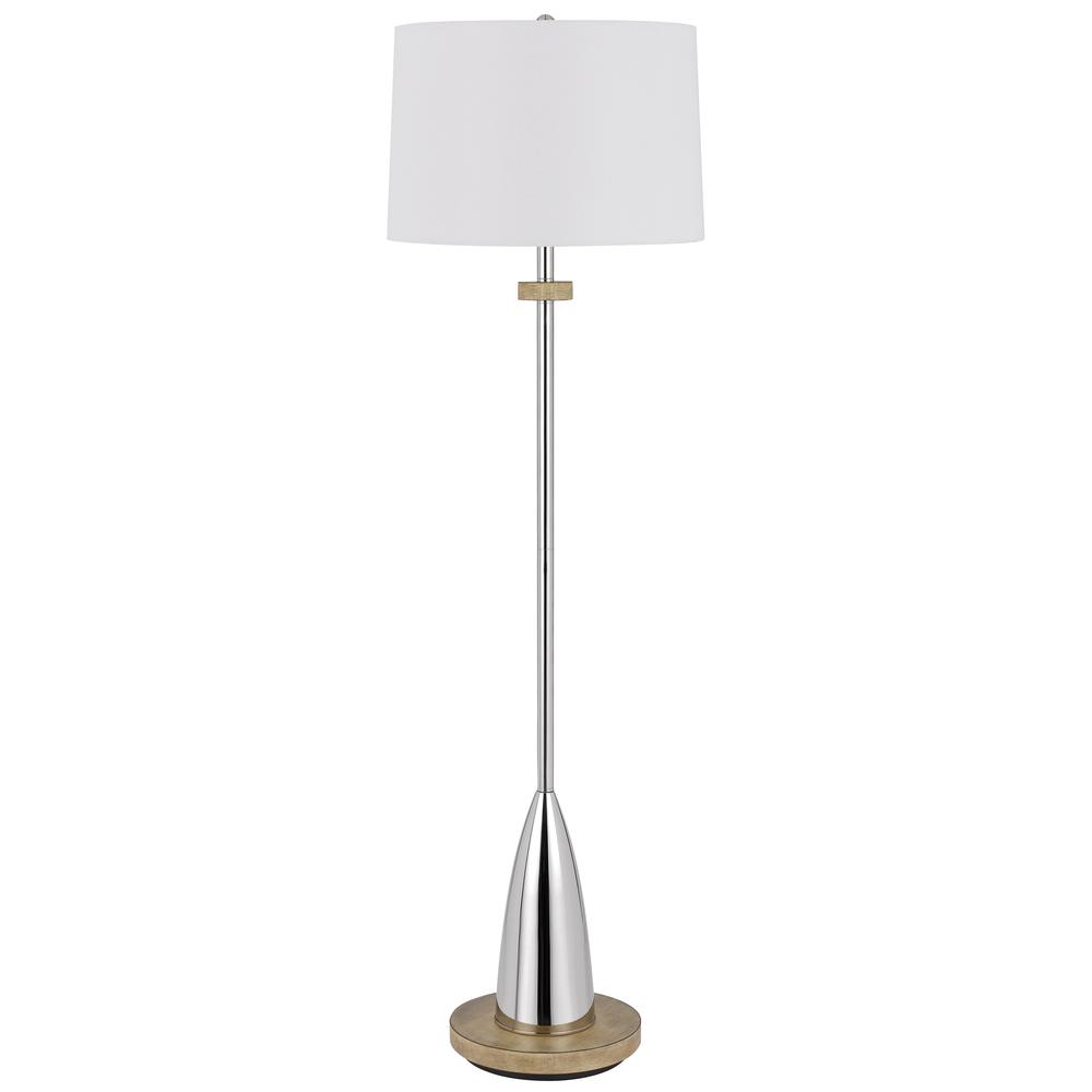 150W 3 way Lockport metal floor lamp with rubber wood base